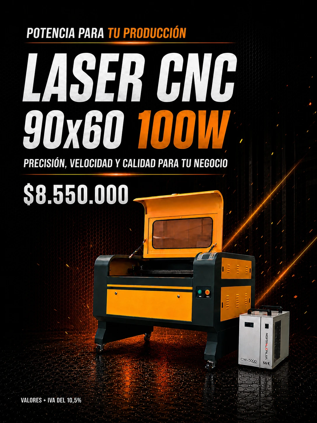 Laser CNC 90x60 100W mobile