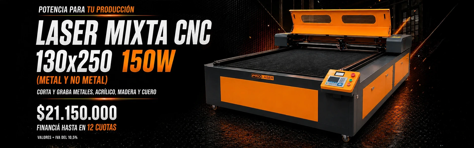 Laser Mixta CNC 130x250 150W